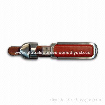 Rugged Leather Design USB Flash Drive with USB2.0 Interface and 64MB to 32GB Memory Capacity